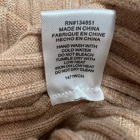 Wayf Ribbed Knit Sweater Dress Midi Tan Cutout Tie Emily x Dede Size XSmall New - Picture 7 of 11